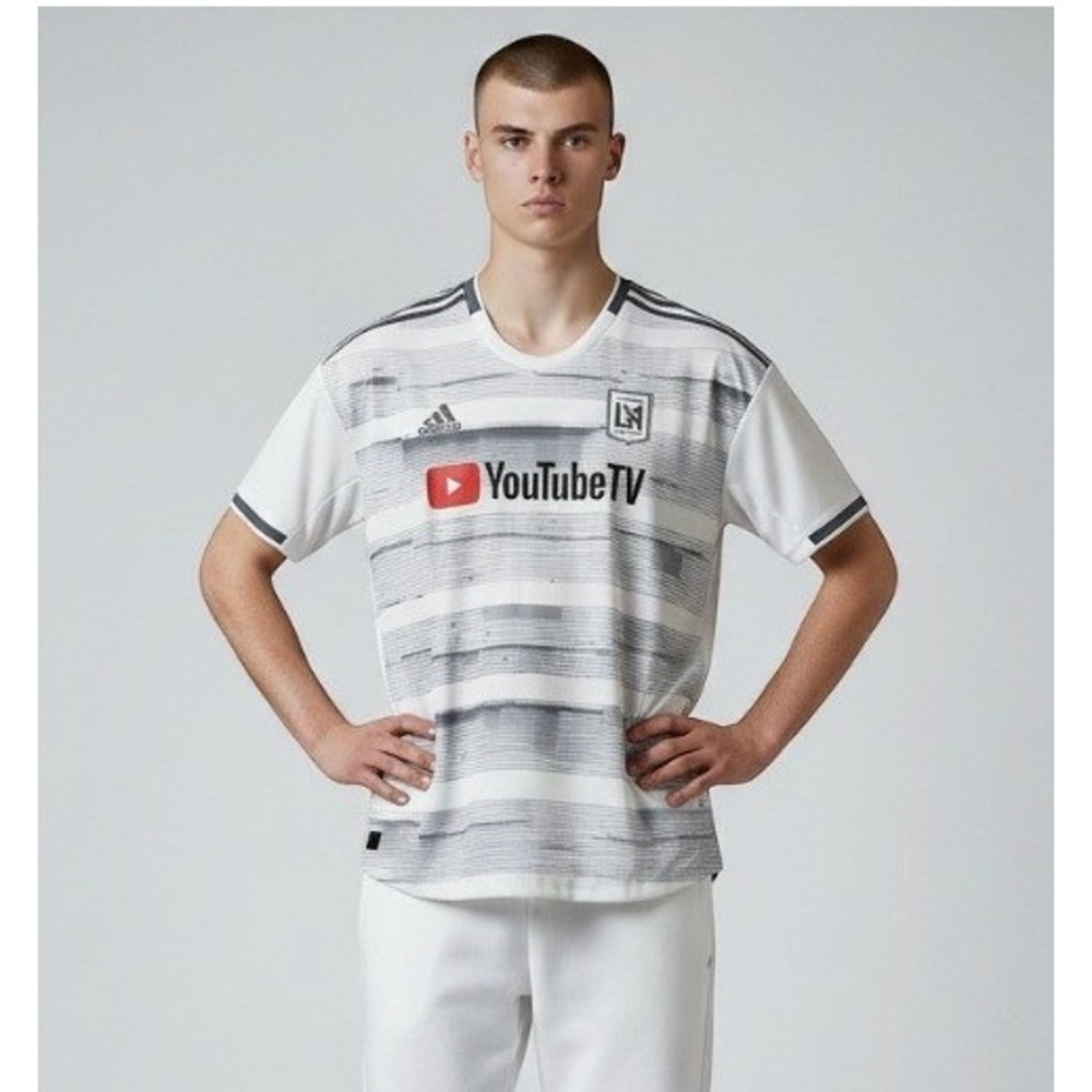 Adidas Los Angeles LAFC Away Authentic Mens Soccer Jersey White Gray 2XL - Picture 1 of 16